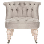 Fauteuil d’appoint capitonné en coton avec roulettes, coloris naturel/canneberge/champignon – 1 personne