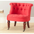 Fauteuil d’appoint capitonné en coton avec roulettes, coloris naturel/canneberge/champignon – 1 personne