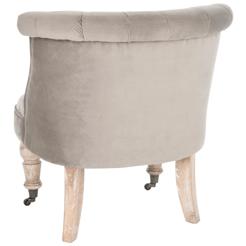 Fauteuil d’appoint capitonné en coton avec roulettes, coloris naturel/canneberge/champignon – 1 personne
