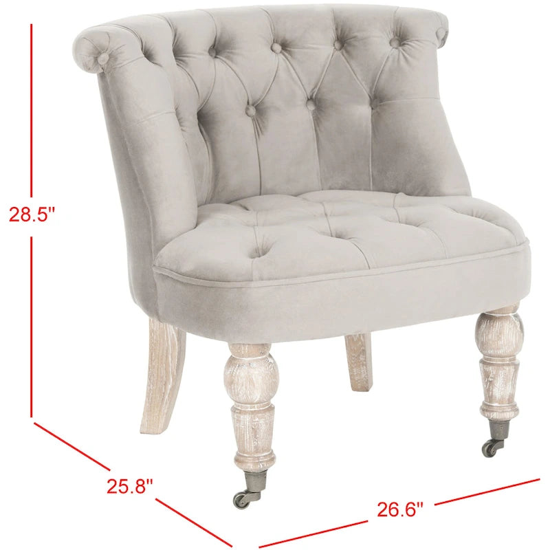 Fauteuil d’appoint capitonné en coton avec roulettes, coloris naturel/canneberge/champignon – 1 personne