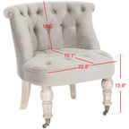 Fauteuil d’appoint capitonné en coton avec roulettes, coloris naturel/canneberge/champignon – 1 personne