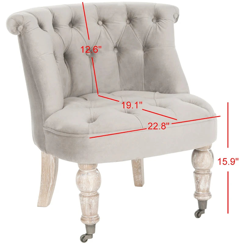 Fauteuil d’appoint capitonné en coton avec roulettes, coloris naturel/canneberge/champignon – 1 personne