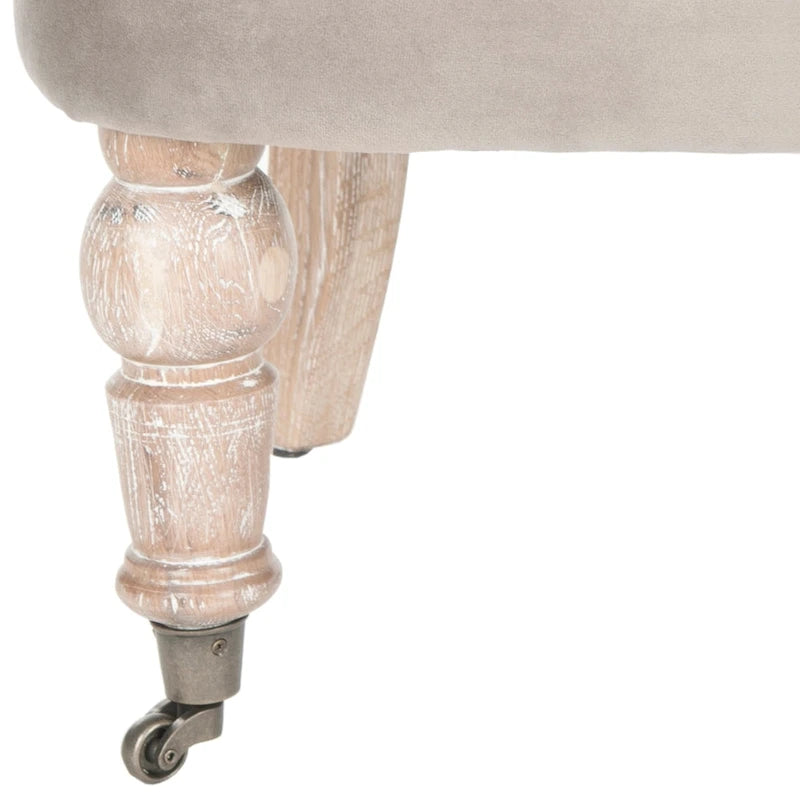 Fauteuil d’appoint capitonné en coton avec roulettes, coloris naturel/canneberge/champignon – 1 personne