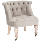 Fauteuil d’appoint capitonné en coton avec roulettes, coloris naturel/canneberge/champignon – 1 personne