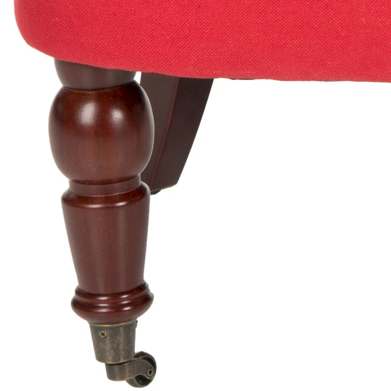 Fauteuil d’appoint capitonné en coton avec roulettes, coloris naturel/canneberge/champignon – 1 personne