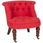 Fauteuil d’appoint capitonné en coton avec roulettes, coloris naturel/canneberge/champignon – 1 personne