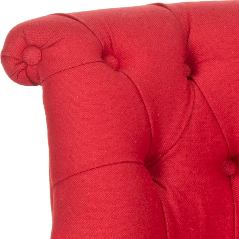 Fauteuil d’appoint capitonné en coton avec roulettes, coloris naturel/canneberge/champignon – 1 personne