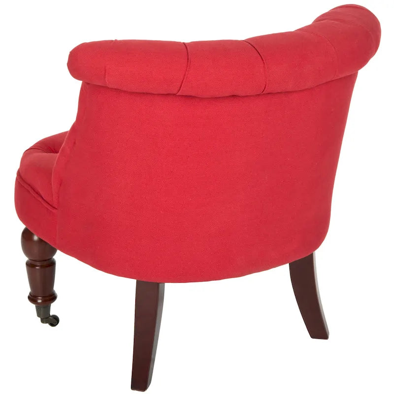 Fauteuil d’appoint capitonné en coton avec roulettes, coloris naturel/canneberge/champignon – 1 personne