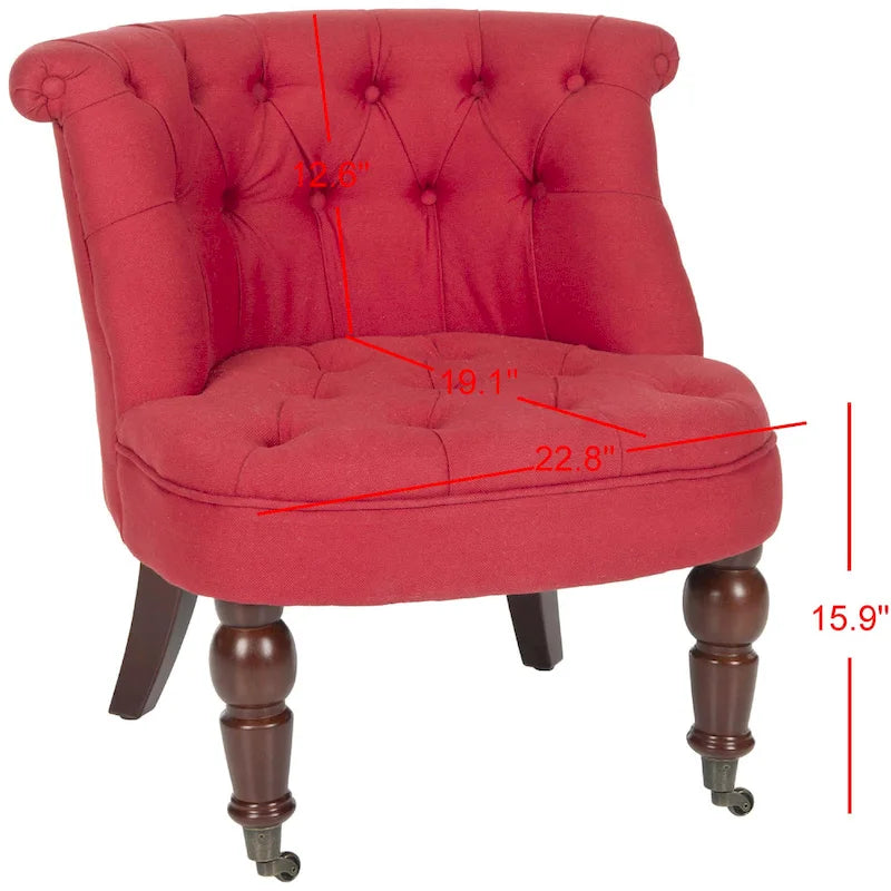 Fauteuil d’appoint capitonné en coton avec roulettes, coloris naturel/canneberge/champignon – 1 personne