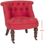 Fauteuil d’appoint capitonné en coton avec roulettes, coloris naturel/canneberge/champignon – 1 personne