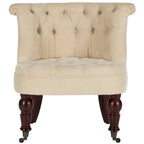Fauteuil d’appoint capitonné en coton avec roulettes, coloris naturel/canneberge/champignon – 1 personne