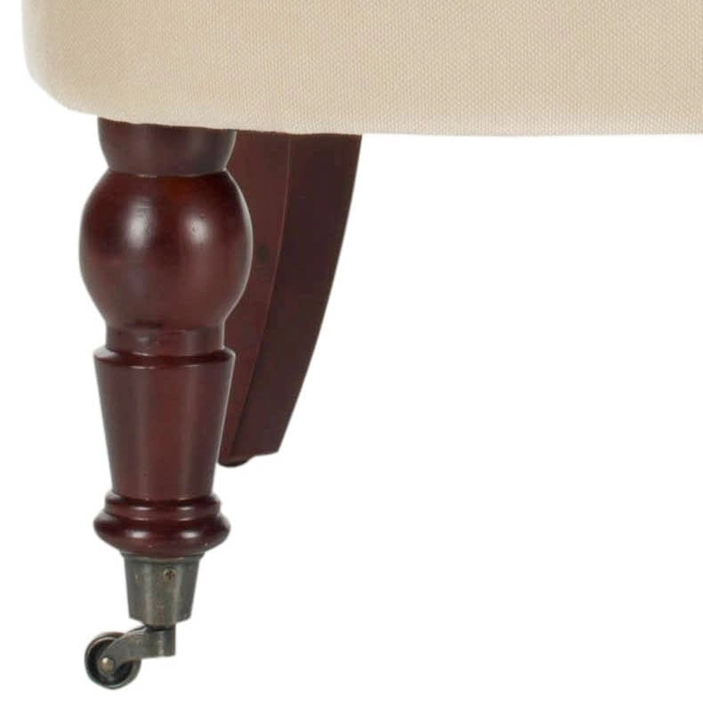 Fauteuil d’appoint capitonné en coton avec roulettes, coloris naturel/canneberge/champignon – 1 personne