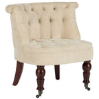 Fauteuil d’appoint capitonné en coton avec roulettes, coloris naturel/canneberge/champignon – 1 personne