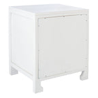 Table de chevet côtière en rotin et bois de mindi avec 1 tiroir et 1 porte, coloris Naturel / Blanc / Gris Bleu / Noir
