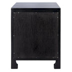 Table de chevet côtière en rotin et bois de mindi avec 1 tiroir et 1 porte, coloris Naturel / Blanc / Gris Bleu / Noir