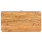 Table basse en acacia massif marron avec finition miel, pieds en fer laiton et 1 tiroir