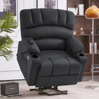 Fauteuil inclinable releveur en similicuir gris avec massage et chaleur – 1 personne