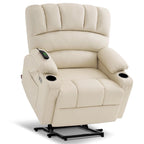 Fauteuil inclinable releveur en similicuir gris avec massage et chaleur – 1 personne