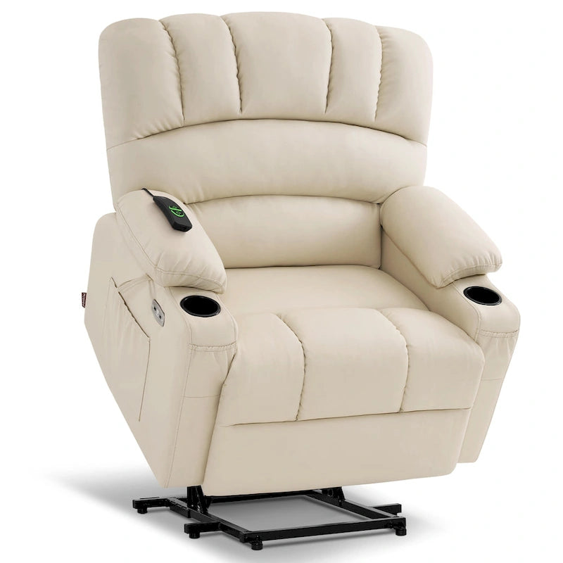 Fauteuil inclinable releveur en similicuir gris avec massage et chaleur – 1 personne