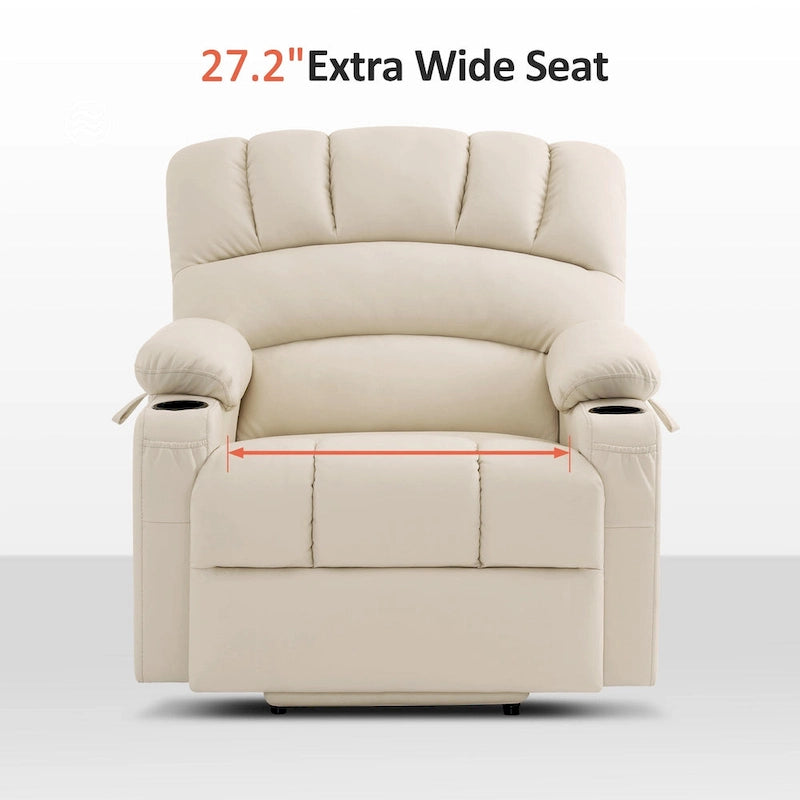 Fauteuil inclinable releveur en similicuir gris avec massage et chaleur – 1 personne