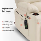 Fauteuil inclinable releveur en similicuir gris avec massage et chaleur – 1 personne