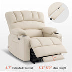 Fauteuil inclinable releveur en similicuir gris avec massage et chaleur – 1 personne