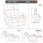 Fauteuil inclinable releveur en similicuir gris avec massage et chaleur – 1 personne