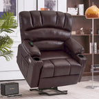 Fauteuil inclinable releveur en similicuir gris avec massage et chaleur – 1 personne