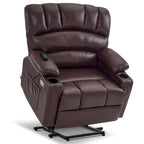 Fauteuil inclinable releveur en similicuir gris avec massage et chaleur – 1 personne
