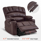 Fauteuil inclinable releveur en similicuir gris avec massage et chaleur – 1 personne