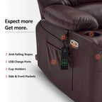 Fauteuil inclinable releveur en similicuir gris avec massage et chaleur – 1 personne