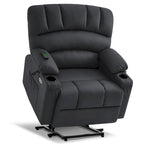 Fauteuil inclinable releveur en similicuir gris avec massage et chaleur – 1 personne