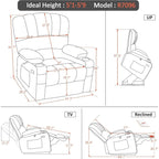 Fauteuil inclinable releveur en similicuir gris avec massage et chaleur – 1 personne