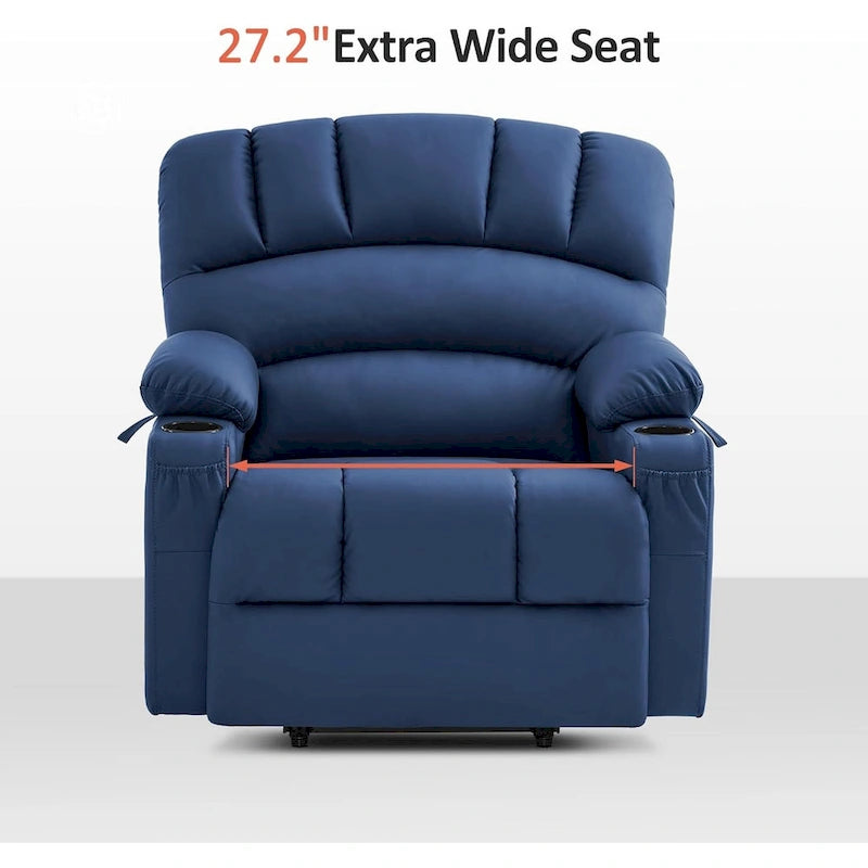 Fauteuil inclinable releveur en similicuir gris avec massage et chaleur – 1 personne