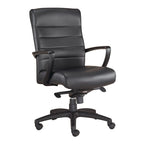 Fauteuil de bureau de direction en cuir reconstitué marron/noir avec assise en cascade, inclinaison du dossier et réglage pneumatique de la hauteur – Dossier haut ou dossier mi-hauteur – 1 personne