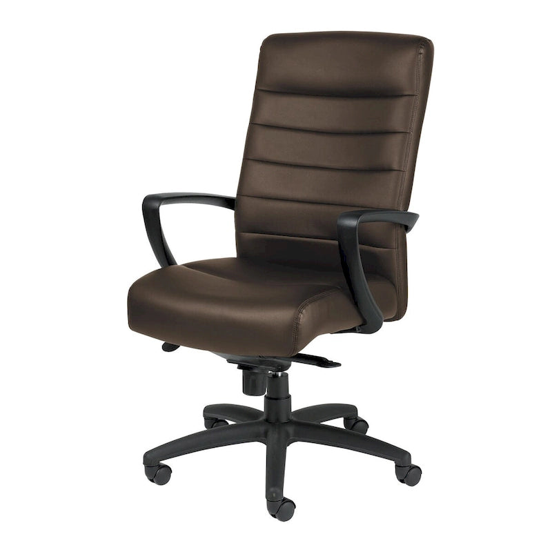 Fauteuil de bureau de direction en cuir reconstitué marron/noir avec assise en cascade, inclinaison du dossier et réglage pneumatique de la hauteur – Dossier haut ou dossier mi-hauteur – 1 personne