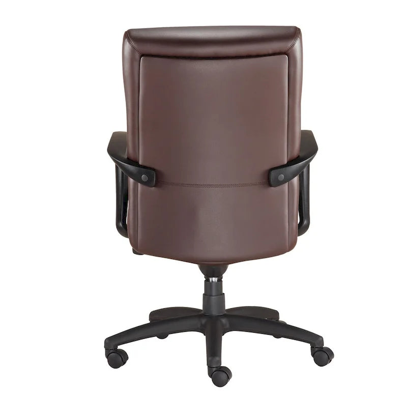 Fauteuil de bureau de direction en cuir reconstitué marron/noir avec assise en cascade, inclinaison du dossier et réglage pneumatique de la hauteur – Dossier haut ou dossier mi-hauteur – 1 personne