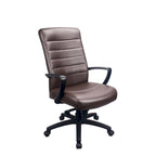 Fauteuil de bureau de direction en cuir reconstitué marron/noir avec assise en cascade, inclinaison du dossier et réglage pneumatique de la hauteur – Dossier haut ou dossier mi-hauteur – 1 personne