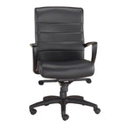 Fauteuil de bureau de direction en cuir reconstitué marron/noir avec assise en cascade, inclinaison du dossier et réglage pneumatique de la hauteur – Dossier haut ou dossier mi-hauteur – 1 personne