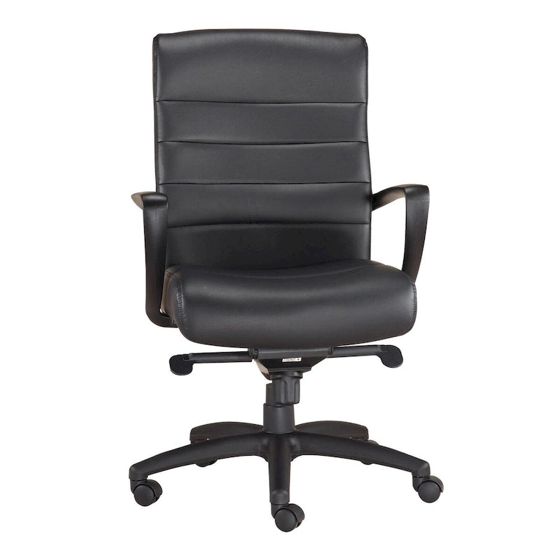Fauteuil de bureau de direction en cuir reconstitué marron/noir avec assise en cascade, inclinaison du dossier et réglage pneumatique de la hauteur – Dossier haut ou dossier mi-hauteur – 1 personne