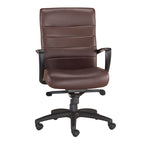 Fauteuil de bureau de direction en cuir reconstitué marron/noir avec assise en cascade, inclinaison du dossier et réglage pneumatique de la hauteur – Dossier haut ou dossier mi-hauteur – 1 personne