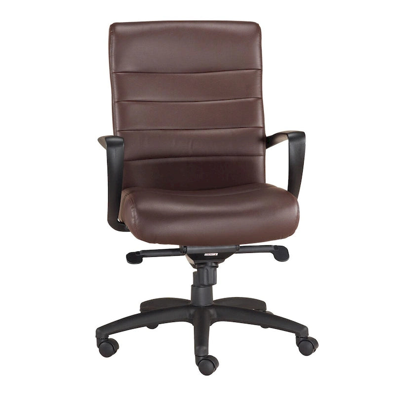 Fauteuil de bureau de direction en cuir reconstitué marron/noir avec assise en cascade, inclinaison du dossier et réglage pneumatique de la hauteur – Dossier haut ou dossier mi-hauteur – 1 personne