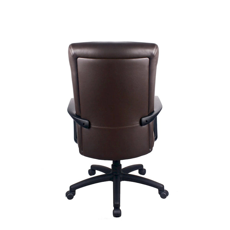 Fauteuil de bureau de direction en cuir reconstitué marron/noir avec assise en cascade, inclinaison du dossier et réglage pneumatique de la hauteur – Dossier haut ou dossier mi-hauteur – 1 personne