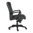 Fauteuil de bureau de direction en cuir reconstitué marron/noir avec assise en cascade, inclinaison du dossier et réglage pneumatique de la hauteur – Dossier haut ou dossier mi-hauteur – 1 personne