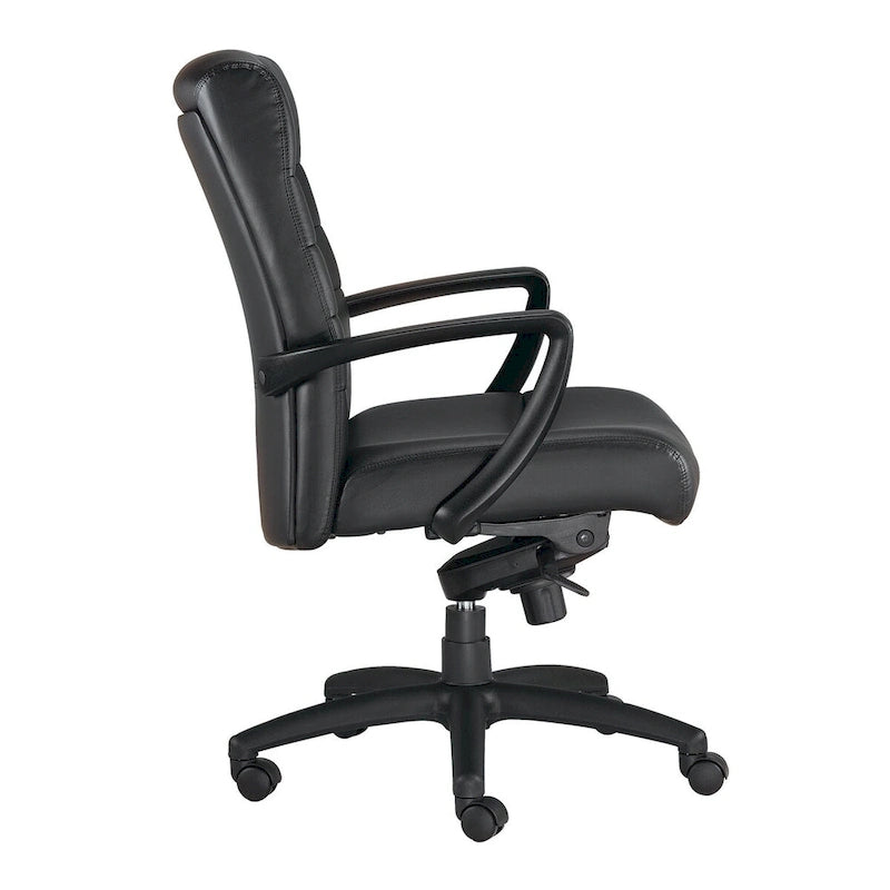 Fauteuil de bureau de direction en cuir reconstitué marron/noir avec assise en cascade, inclinaison du dossier et réglage pneumatique de la hauteur – Dossier haut ou dossier mi-hauteur – 1 personne