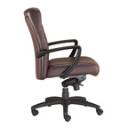 Fauteuil de bureau de direction en cuir reconstitué marron/noir avec assise en cascade, inclinaison du dossier et réglage pneumatique de la hauteur – Dossier haut ou dossier mi-hauteur – 1 personne