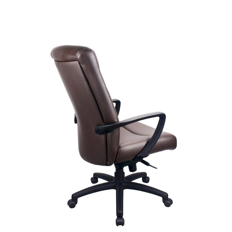Fauteuil de bureau de direction en cuir reconstitué marron/noir avec assise en cascade, inclinaison du dossier et réglage pneumatique de la hauteur – Dossier haut ou dossier mi-hauteur – 1 personne