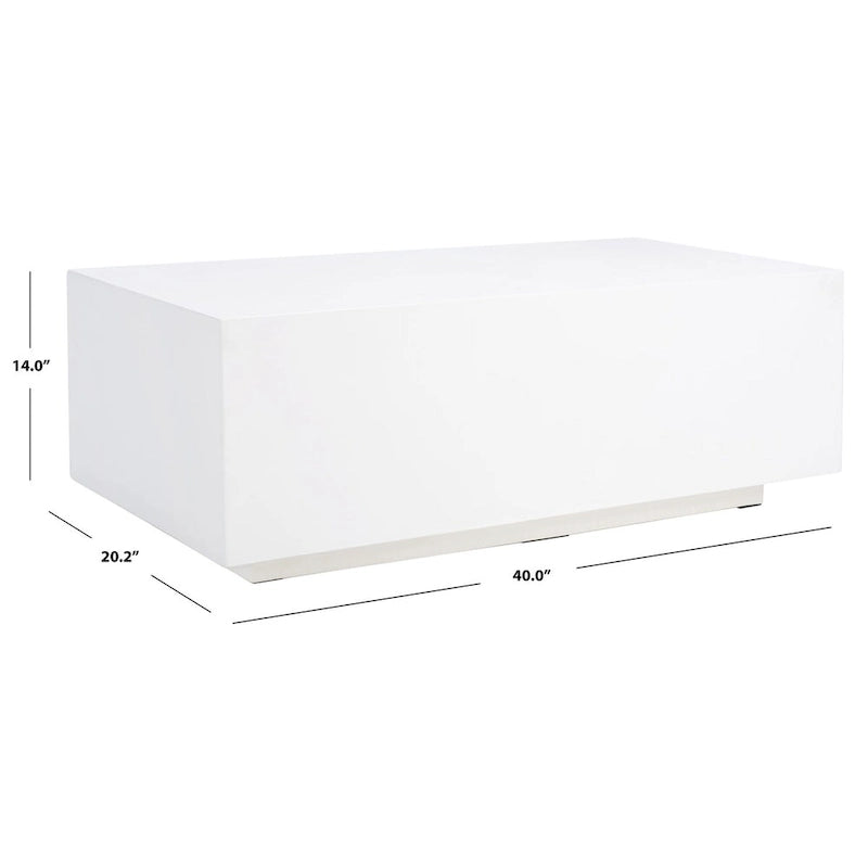Table basse rectangulaire en similiciment blanc – Style contemporain