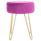 Pouf rond Aqua / Bleu Acier / Mûre de Boysen / Velours Poire avec pieds épingle dorés – 1 personne