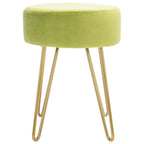 Pouf rond Aqua / Bleu Acier / Mûre de Boysen / Velours Poire avec pieds épingle dorés – 1 personne